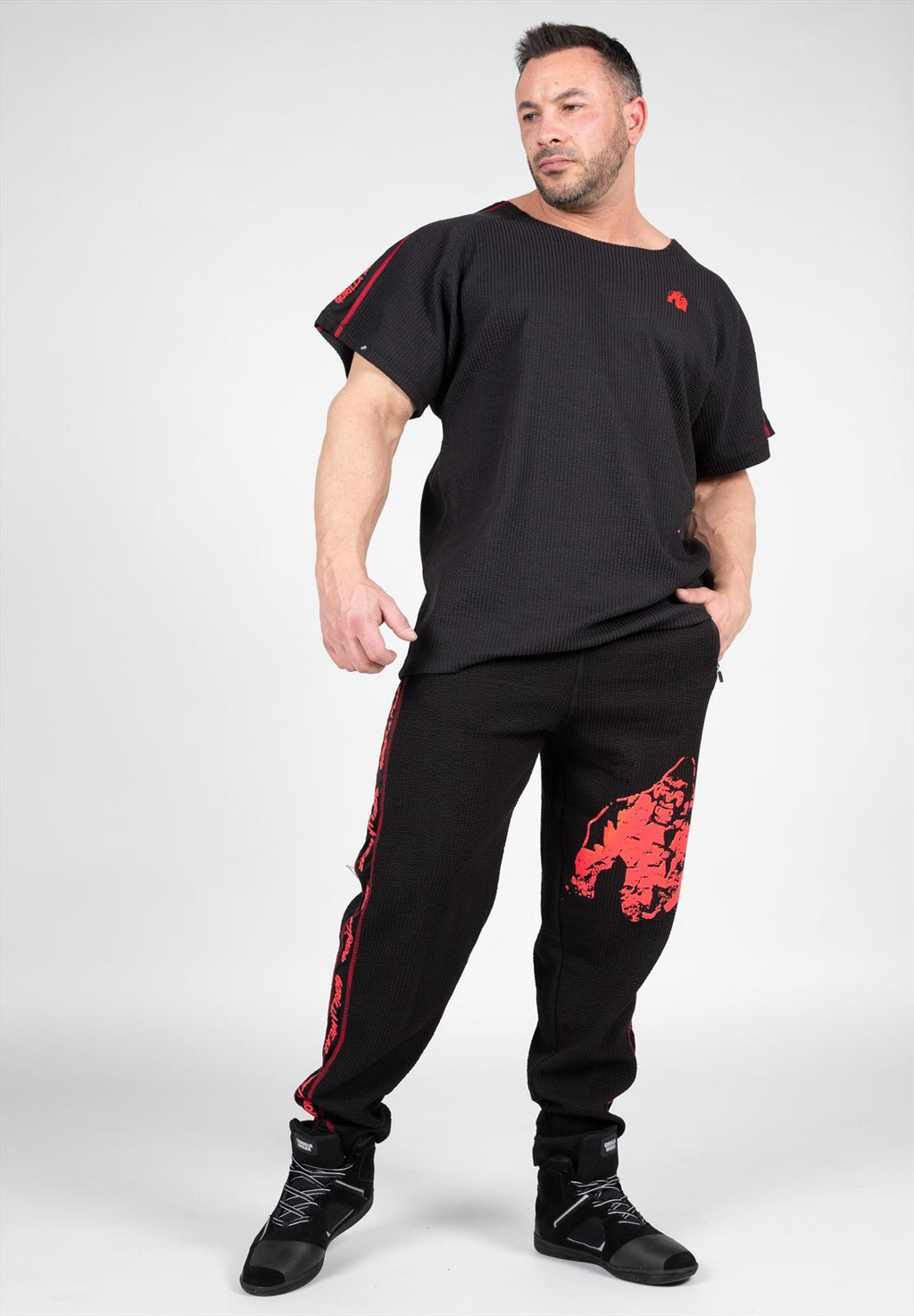 Gorilla Wear Buffalo Old School Workout Pants - Noir/Rouge