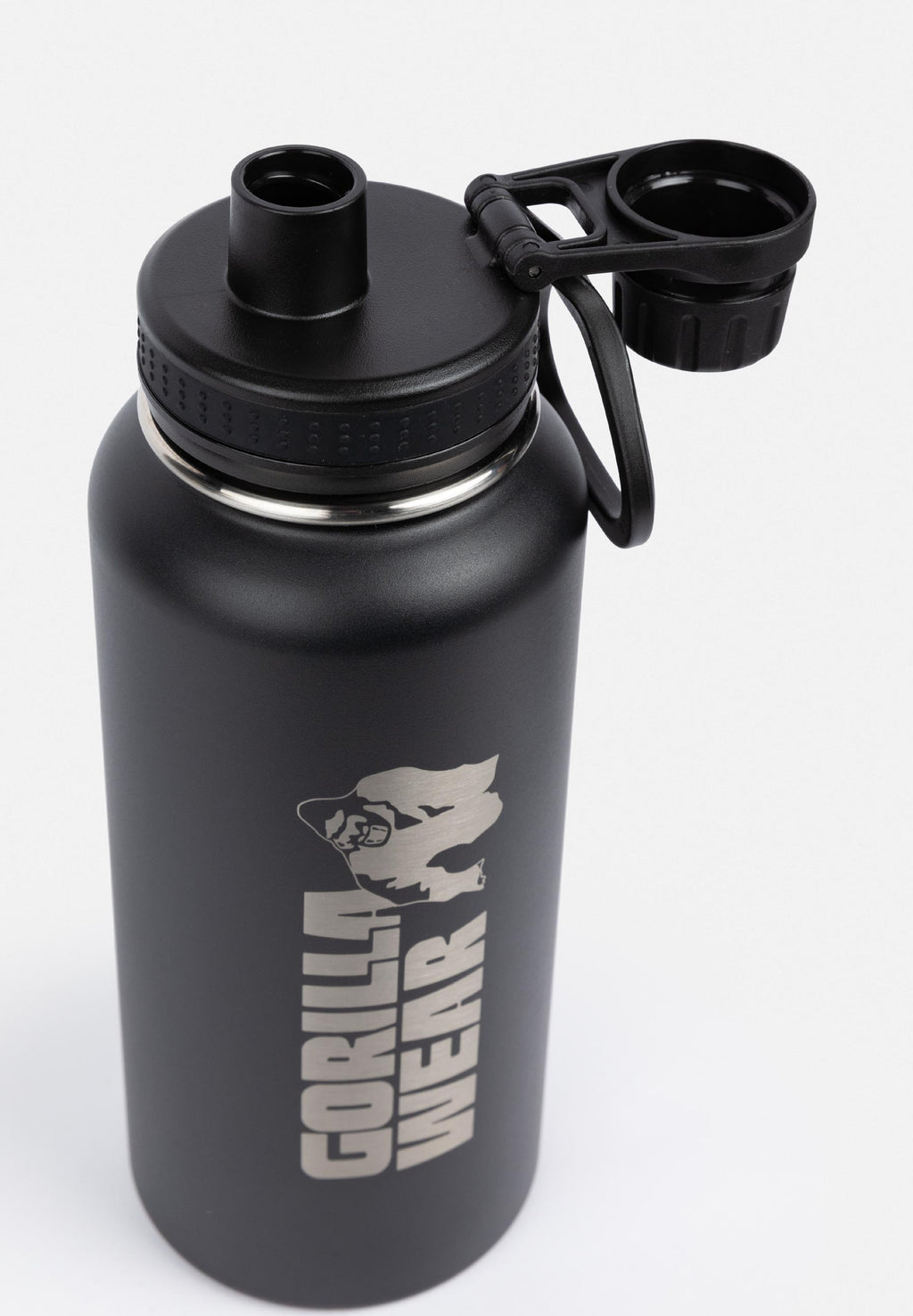 Gorilla Wear Bouteille d'eau isolée en acier inoxydable - Noir - 1000 ml