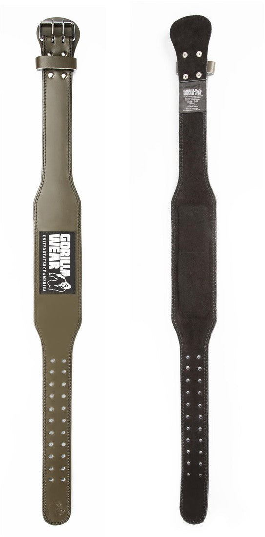 Gorilla Wear 4 Inch Padded Leather Lifting Belt - Vert militaire