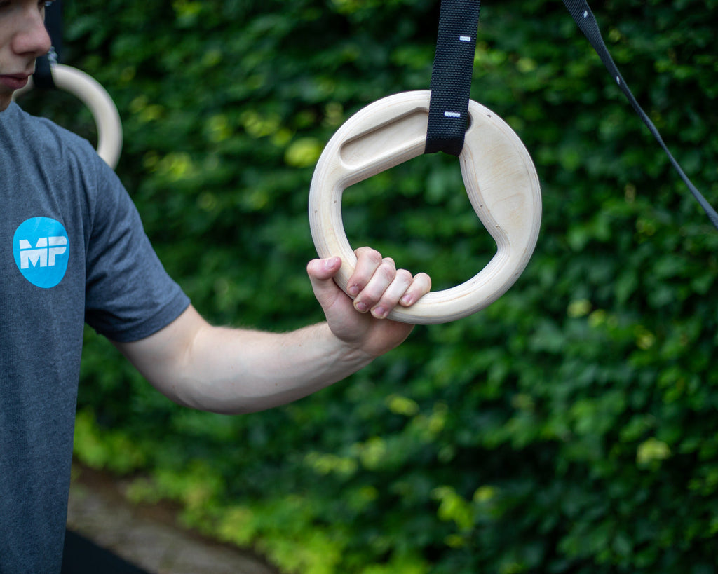 Muscle Power Suspension Trainer - Ensemble d'anneaux multigrip - Bois