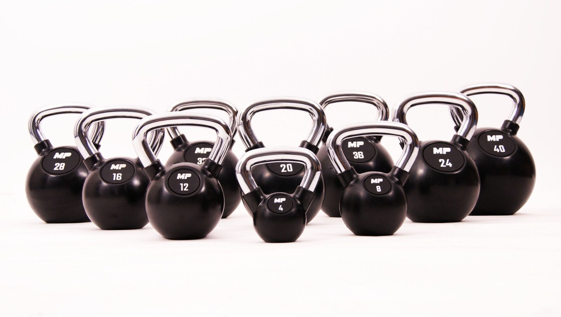 Muscle Power Rubberen Kettlebell - Zwart - 28 kg