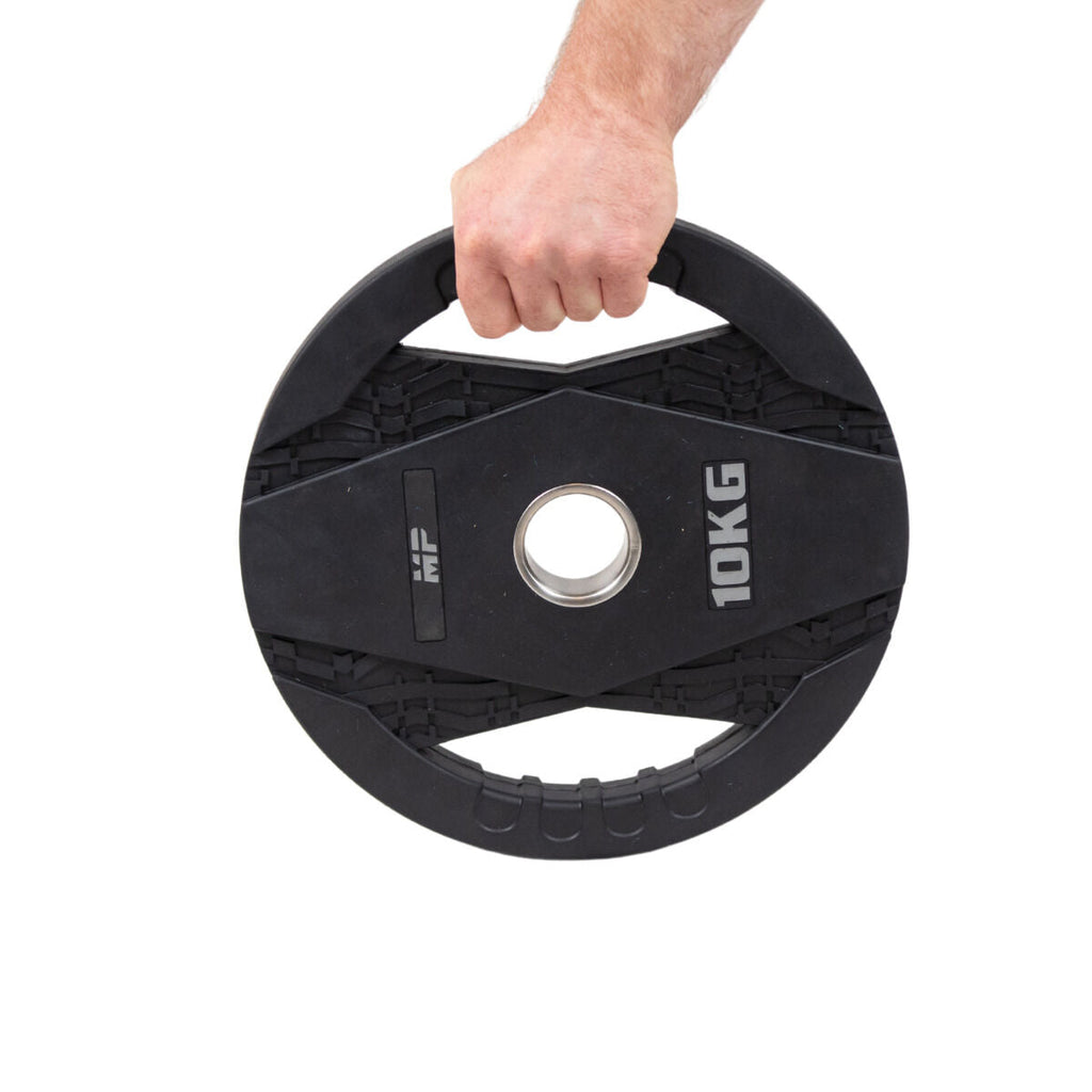 Muscle Power Plaque de Poids Olympique - avec Poignées - Caoutchouc - 10 kg