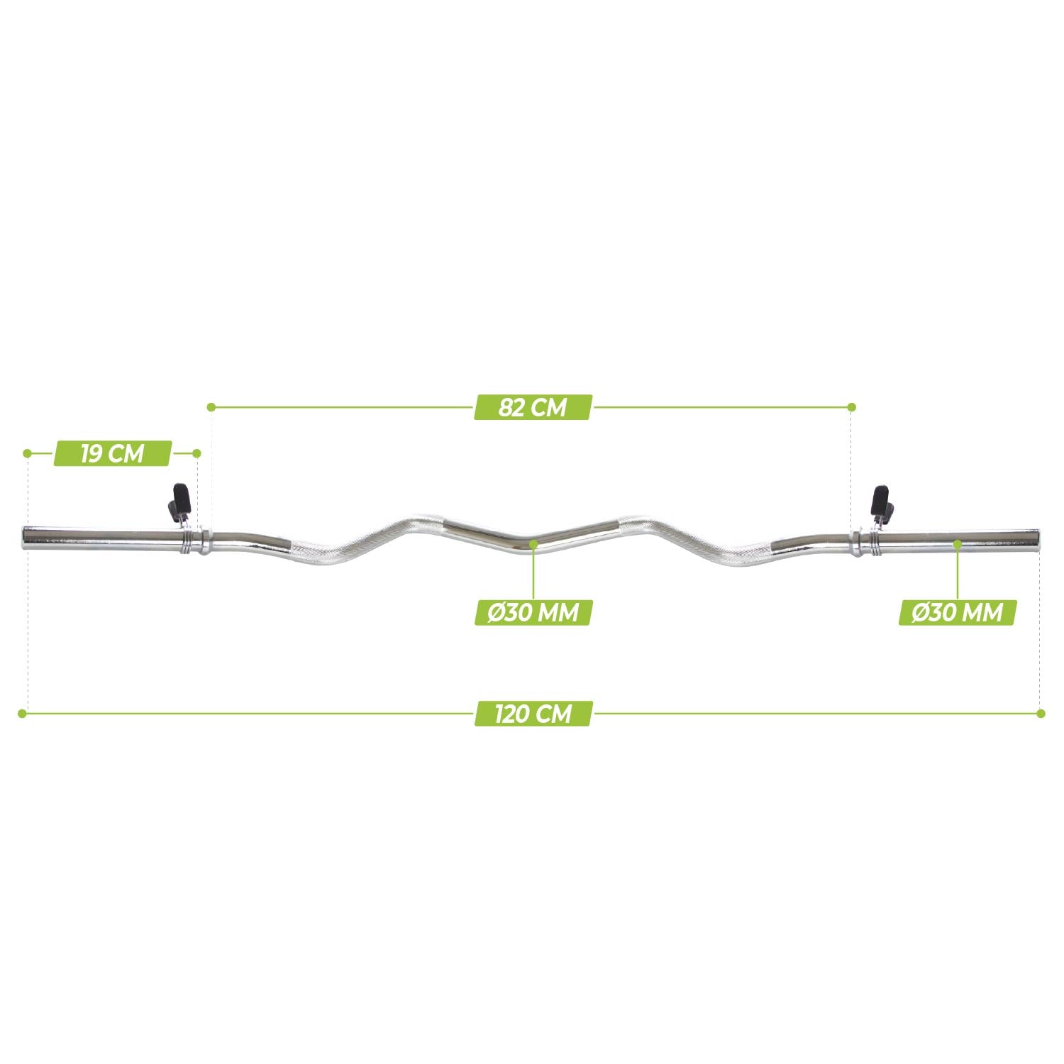 VirtuFit Curl bar - EZ Halter bar - 120 cm - Spring clip - 30 mm - Tweedekans
