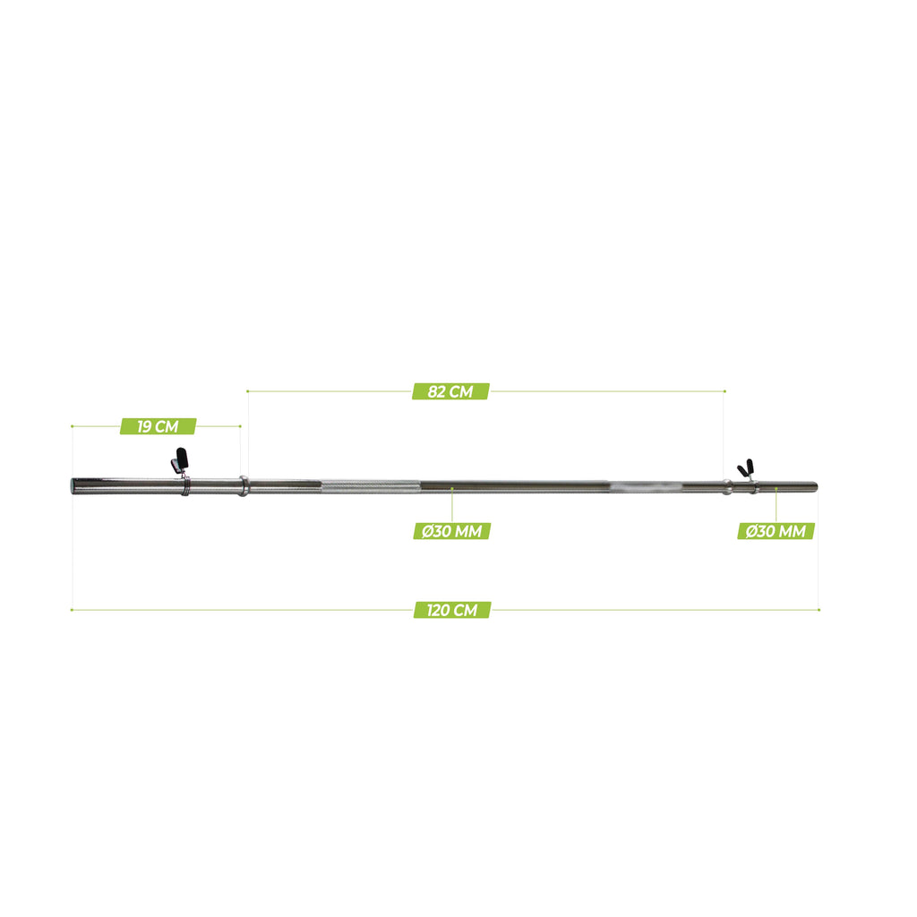 VirtuFit Halterstang - 120 cm - Veerclipsluiting - 30 mm - Tweedekans