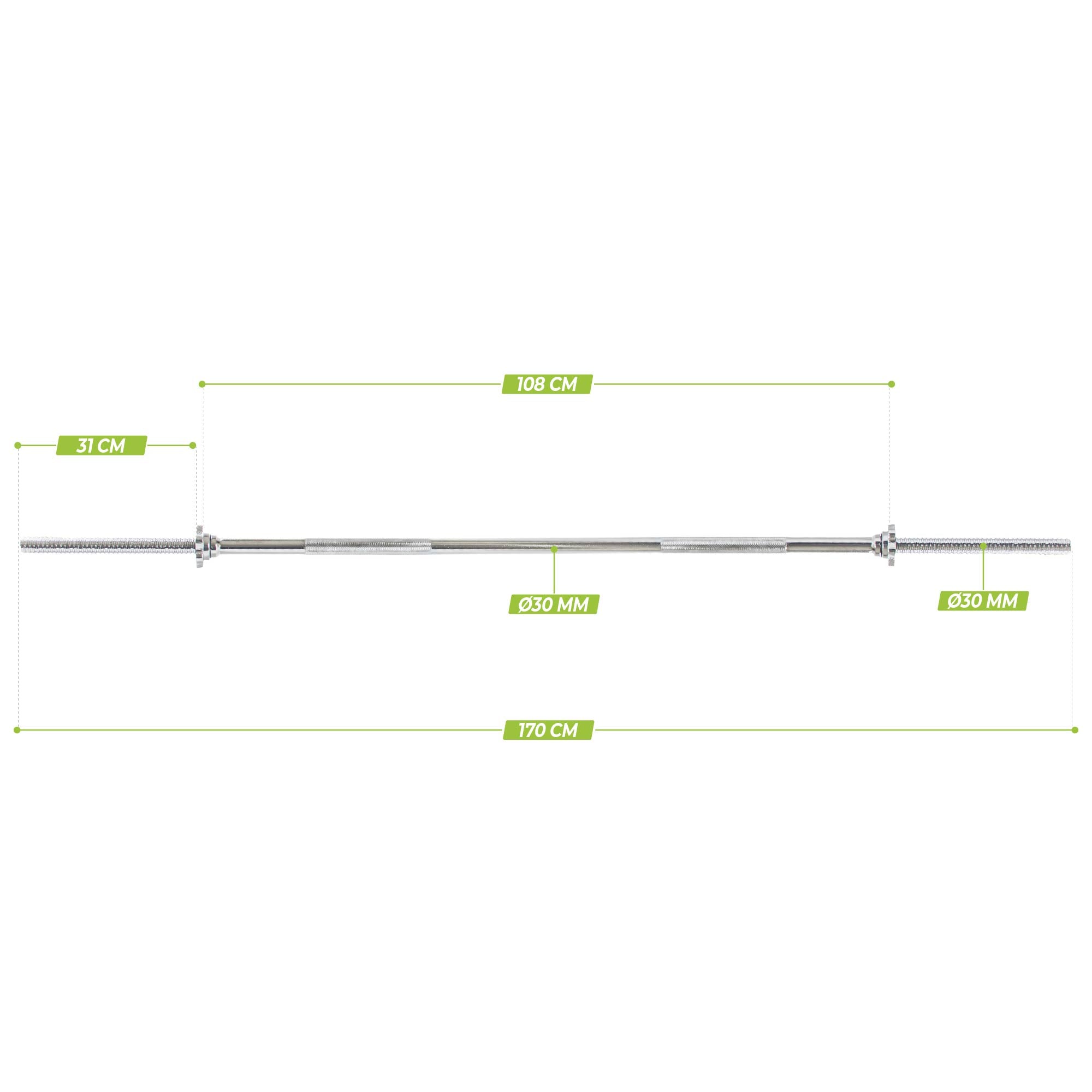 VirtuFit Halterstang - 170 cm - Schroefsluiting - 30 mm - Tweedekans