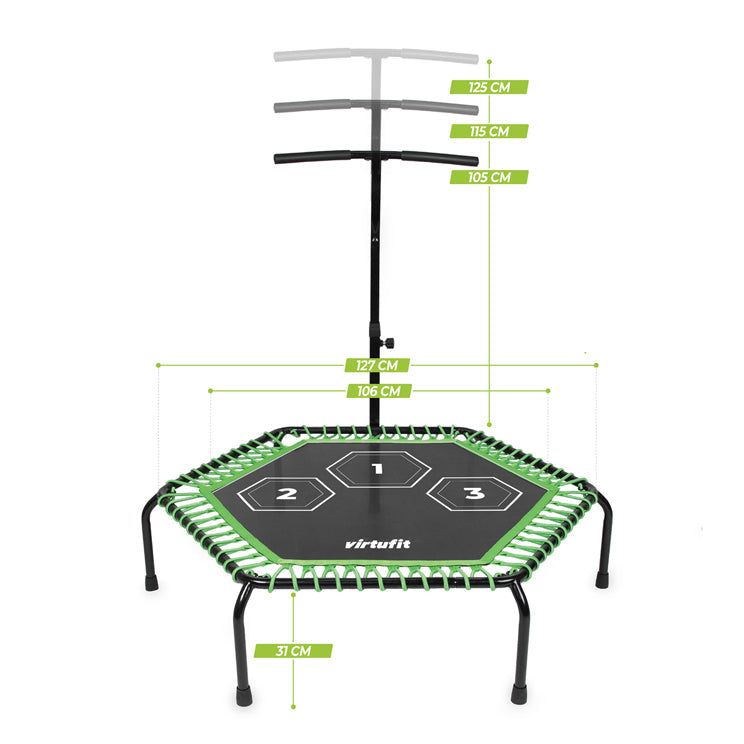 VirtuFit Fitness Trampoline Pro met Handvat - Zwart - 127 cm - Tweedekans