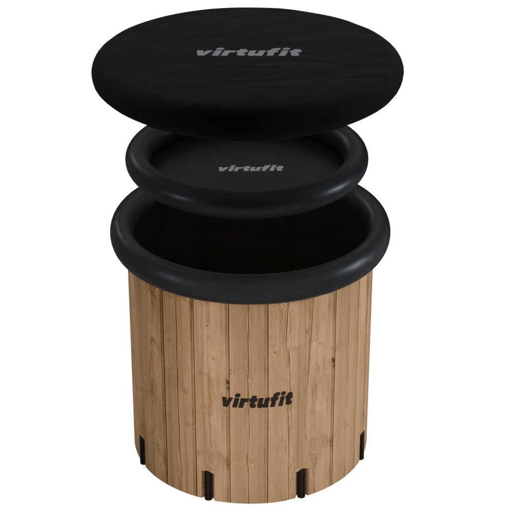 VirtuFit Bain de glace XXL - 375 litres - Aspect Bois - accessoires inclus - Deuxième Chance