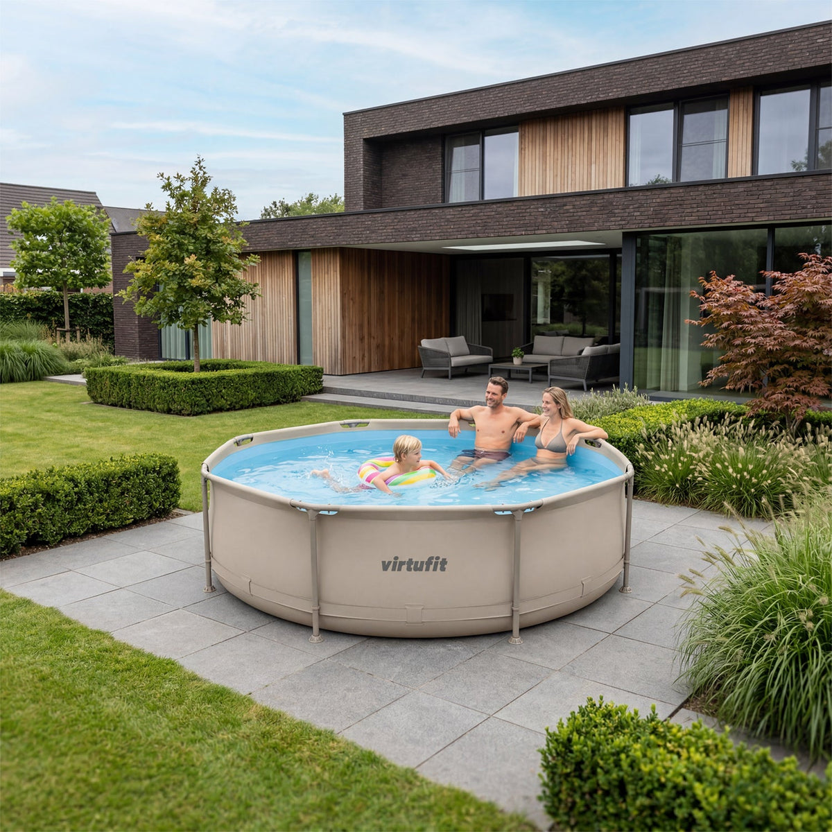 Piscine Ronde VirtuFit - Ø244 x 76 cm - Beige - Tweedekans