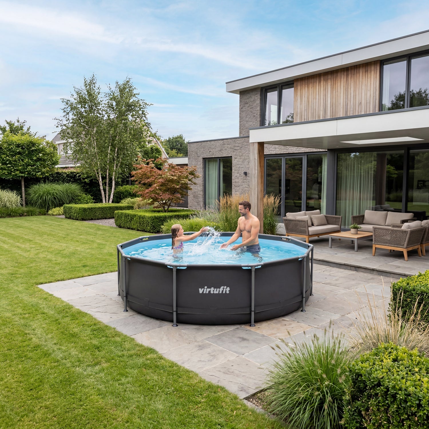 Piscine Ronde VirtuFit - Ø244 x 76 cm - Anthracite - Tweedekans