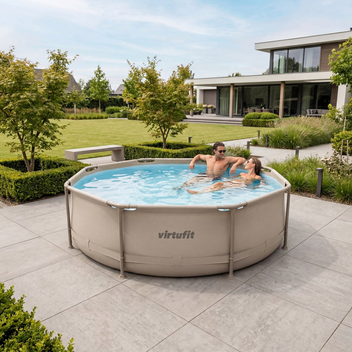 VirtuFit Rond Zwembad - Ø305 x 76 cm - Beige - Inclusief Filterpomp - Tweedekans