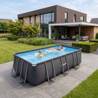 Piscine Rectangulaire VirtuFit 400 x 200 x 122 cm - Anthracite - Avec Pompe Filtrante - Tweedekans