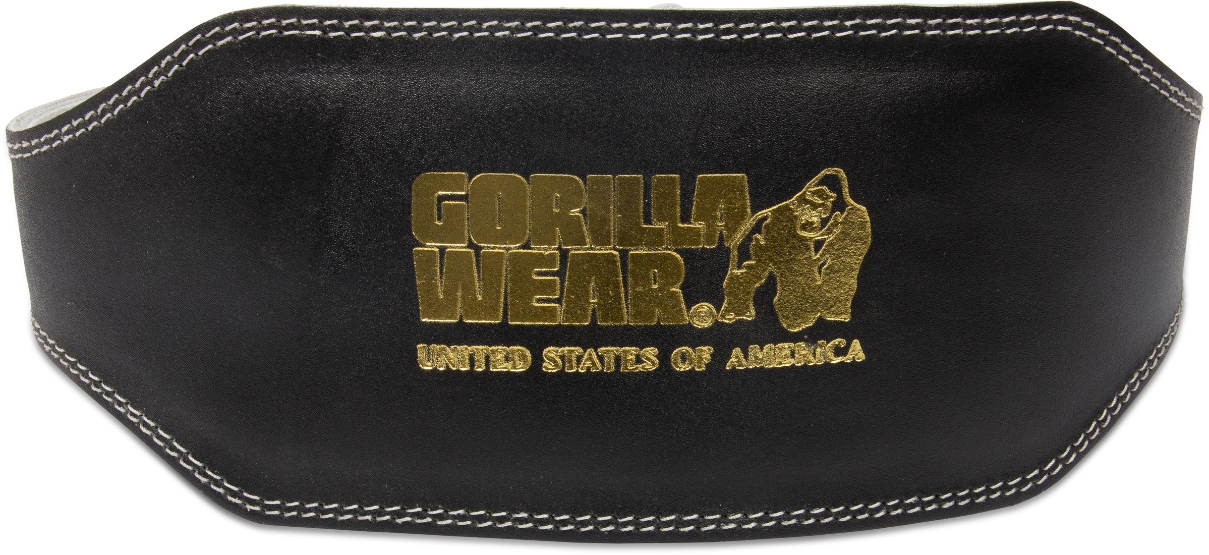 Gorilla Wear 6 Inch Padded Leather Lifting Belt - Noir/Or