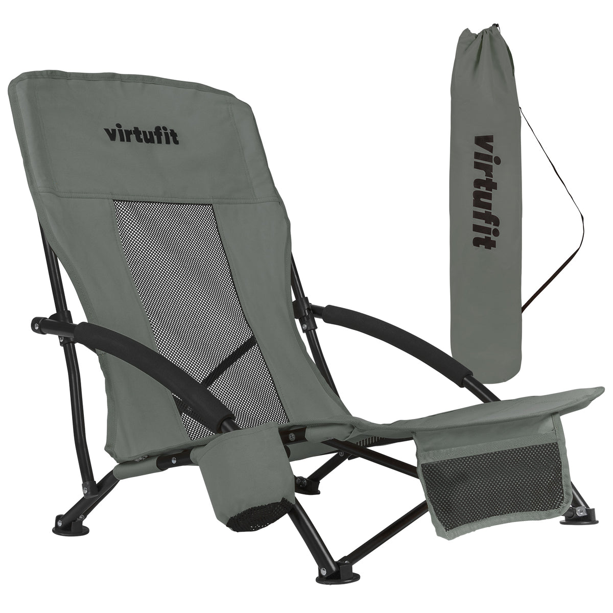 VirtuFit Chaise de Plage Pliable - Gris - Occasion