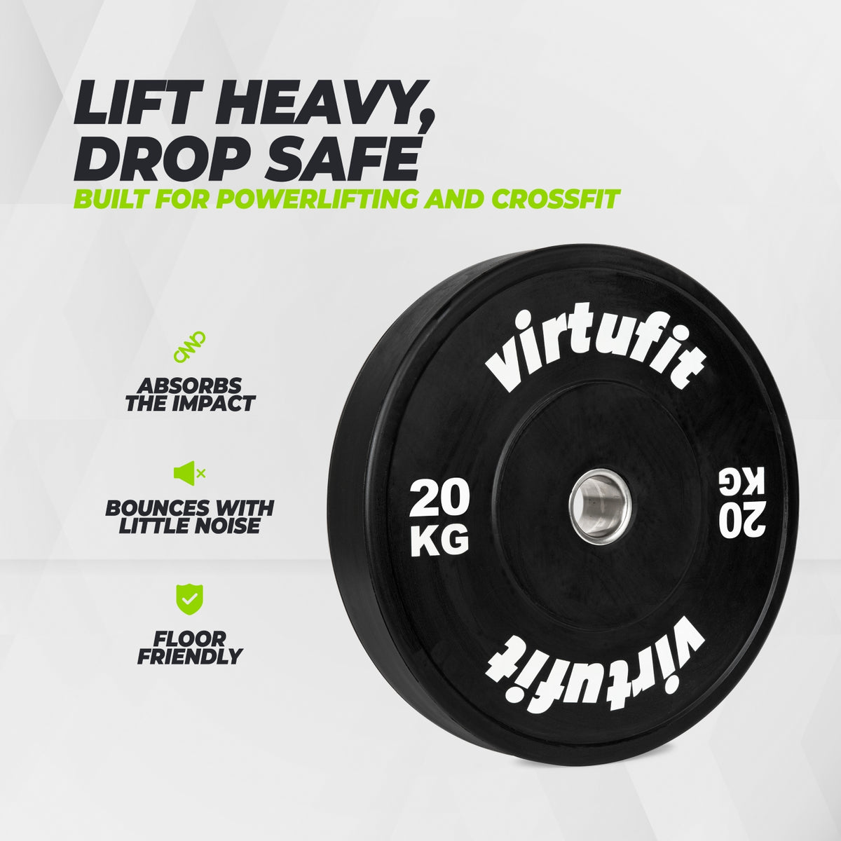 VirtuFit Bumper Plate - Disque de musculation olympique en caoutchouc - 50 mm - 20 kg - Deuxième chance