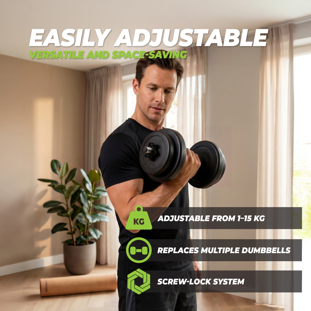 Haltère ajustable VirtuFit - Vinyle - 15 kg - Occasion