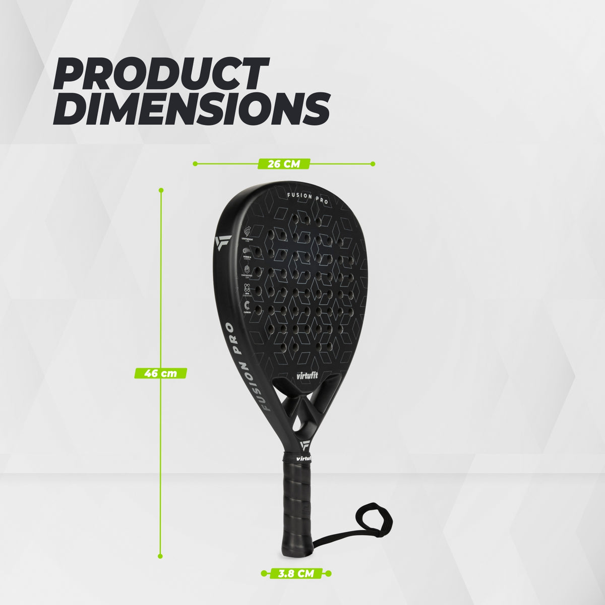 Raquette de padel VirtuFit Fusion Pro - Noir - Argent