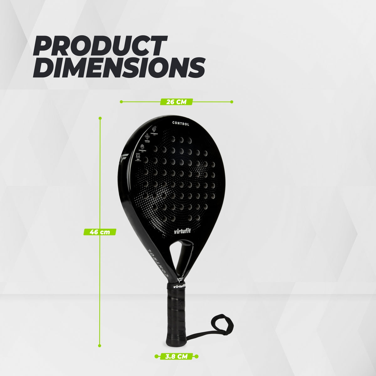 Raquette de padel VirtuFit Control - Noir - Gris