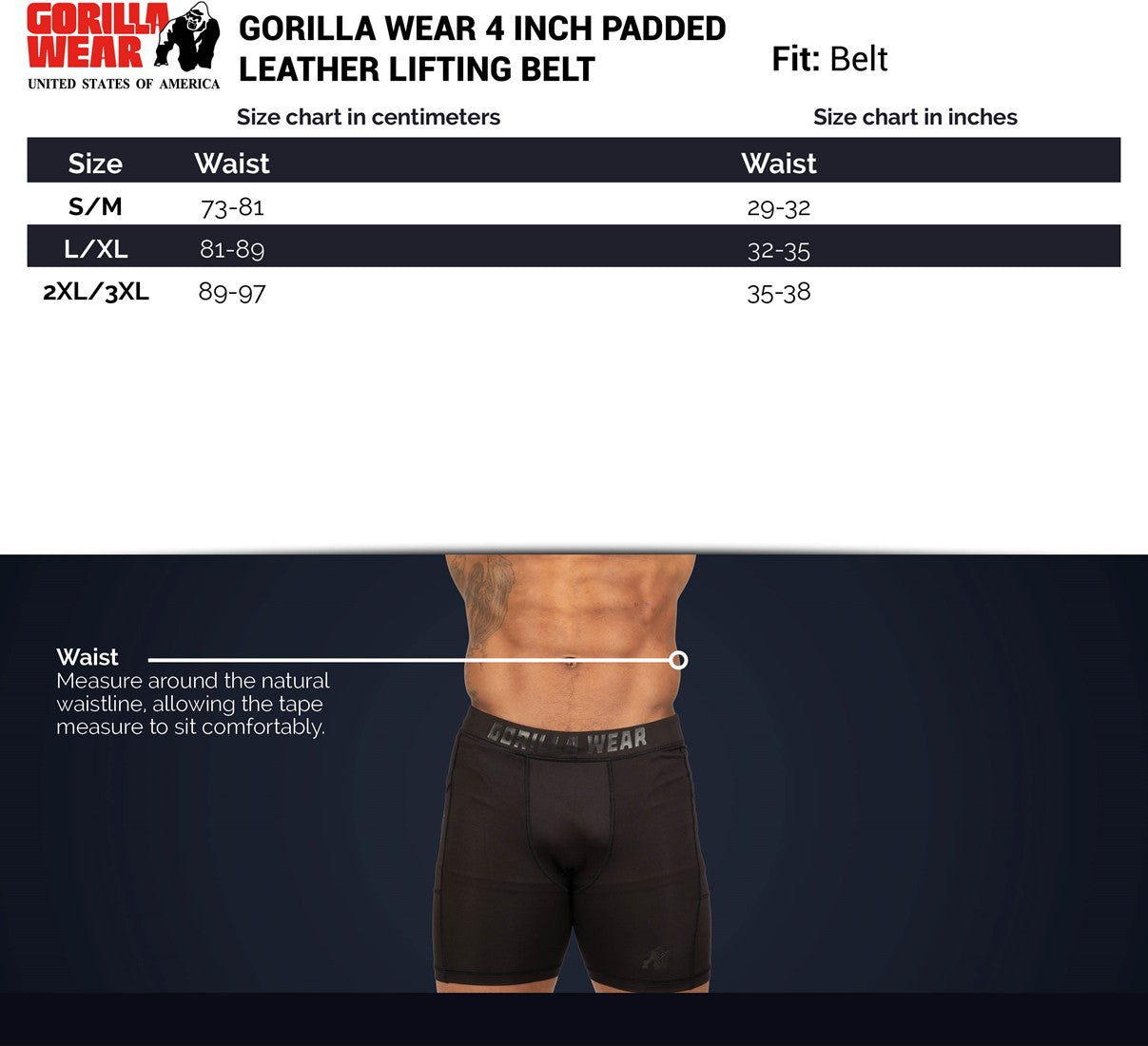 Gorilla Wear 4 Inch Padded Leather Lifting Belt - Noir/Rouge