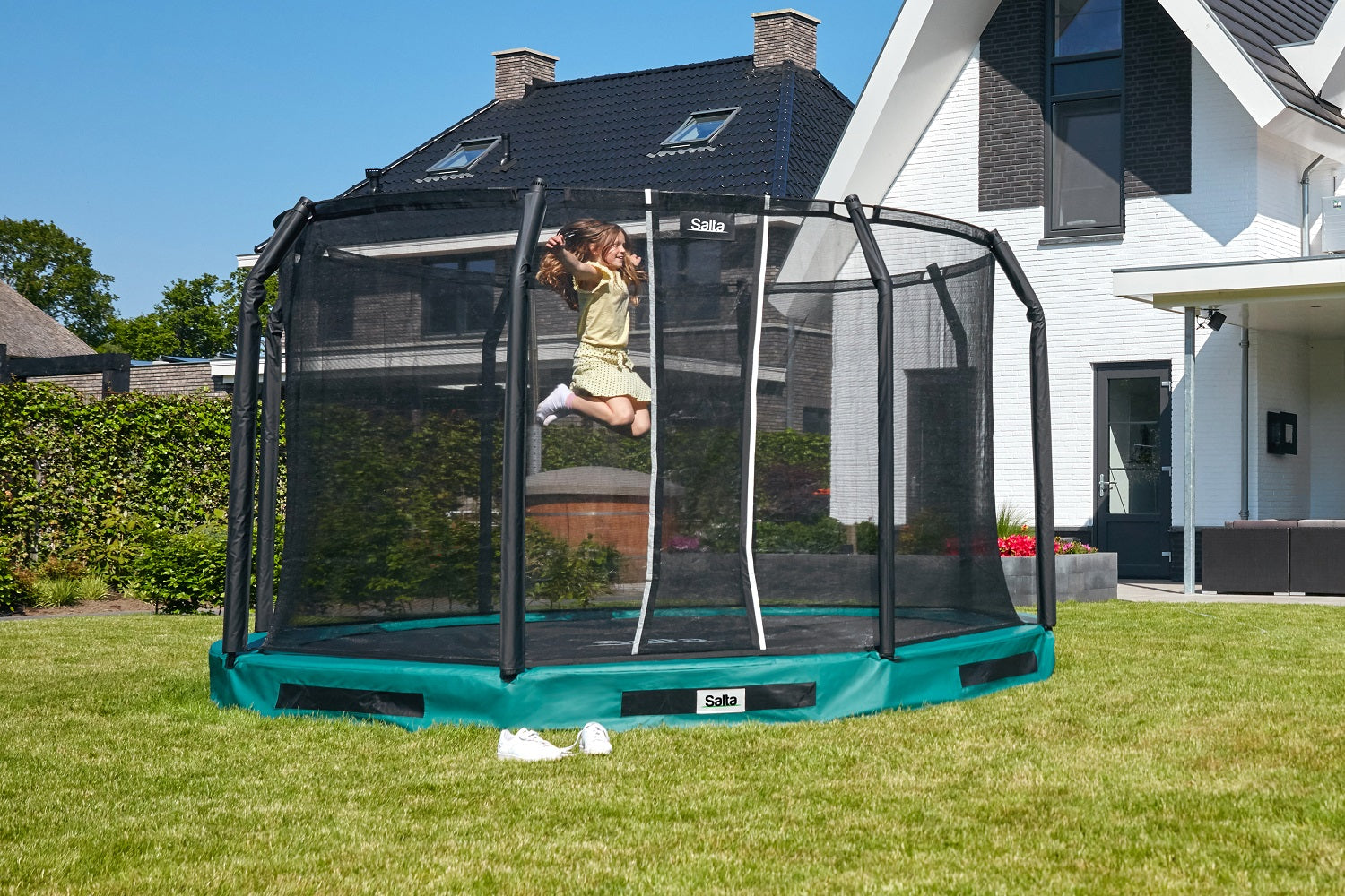 Salta Premium Ground Trampoline met Veiligheidsnet - 251 cm - Groen