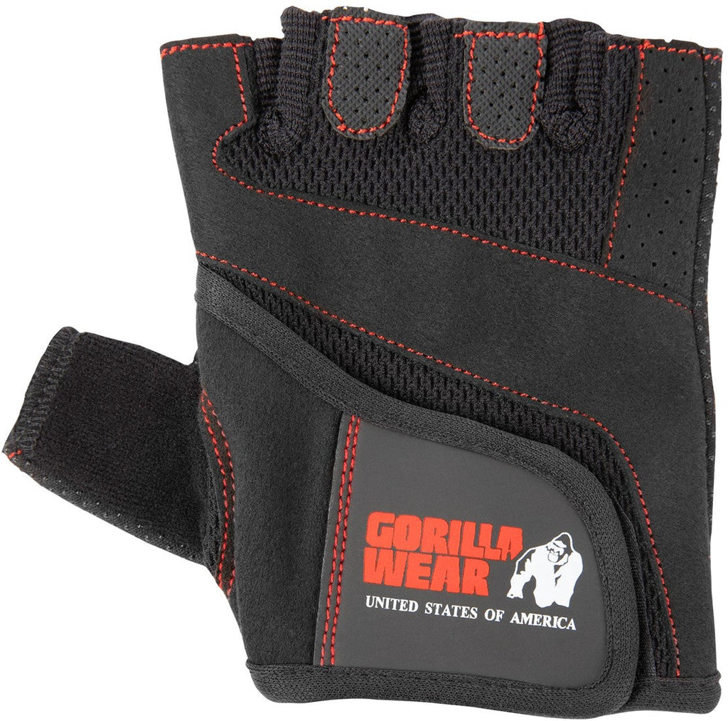 Gorilla Wear Women's Fitness Gloves - Noir/Rouge Stitched