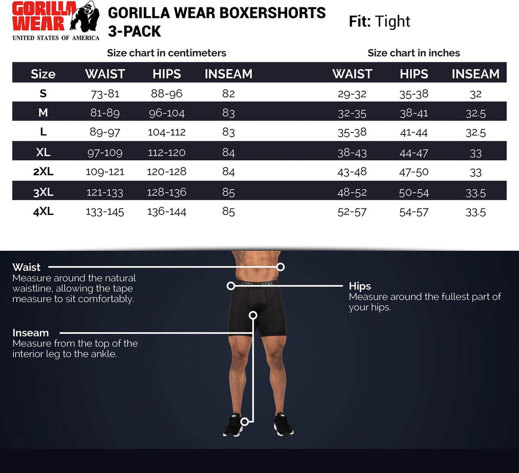 Gorilla Wear Boxershorts 3-Pack - Gris/Navy/Rouge