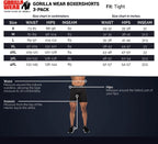 Gorilla Wear Boxershorts 3-Pack - Gris/Navy/Rouge
