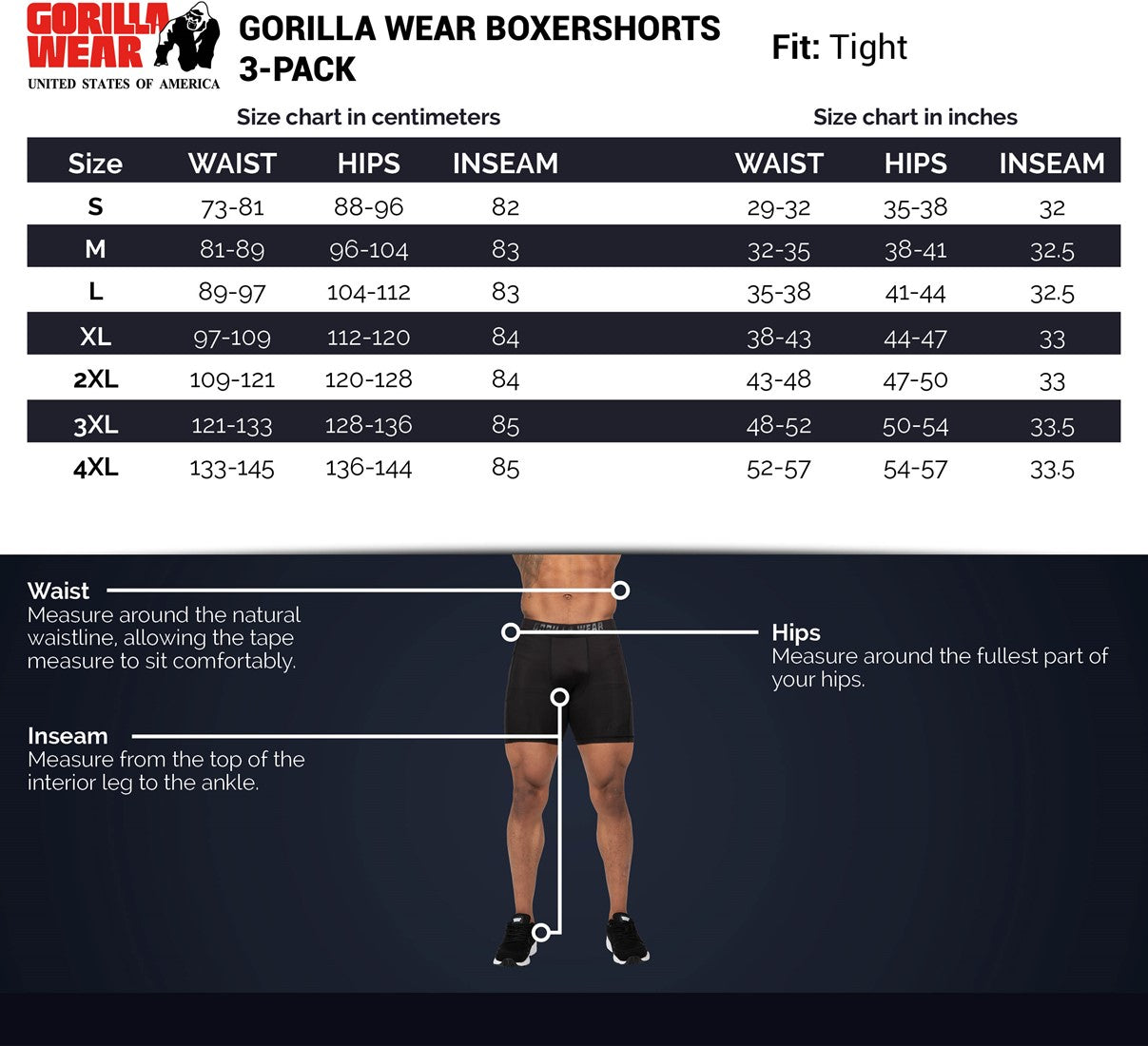 Gorilla Wear Boxershorts 3-Pack - Gris/Navy/Rouge