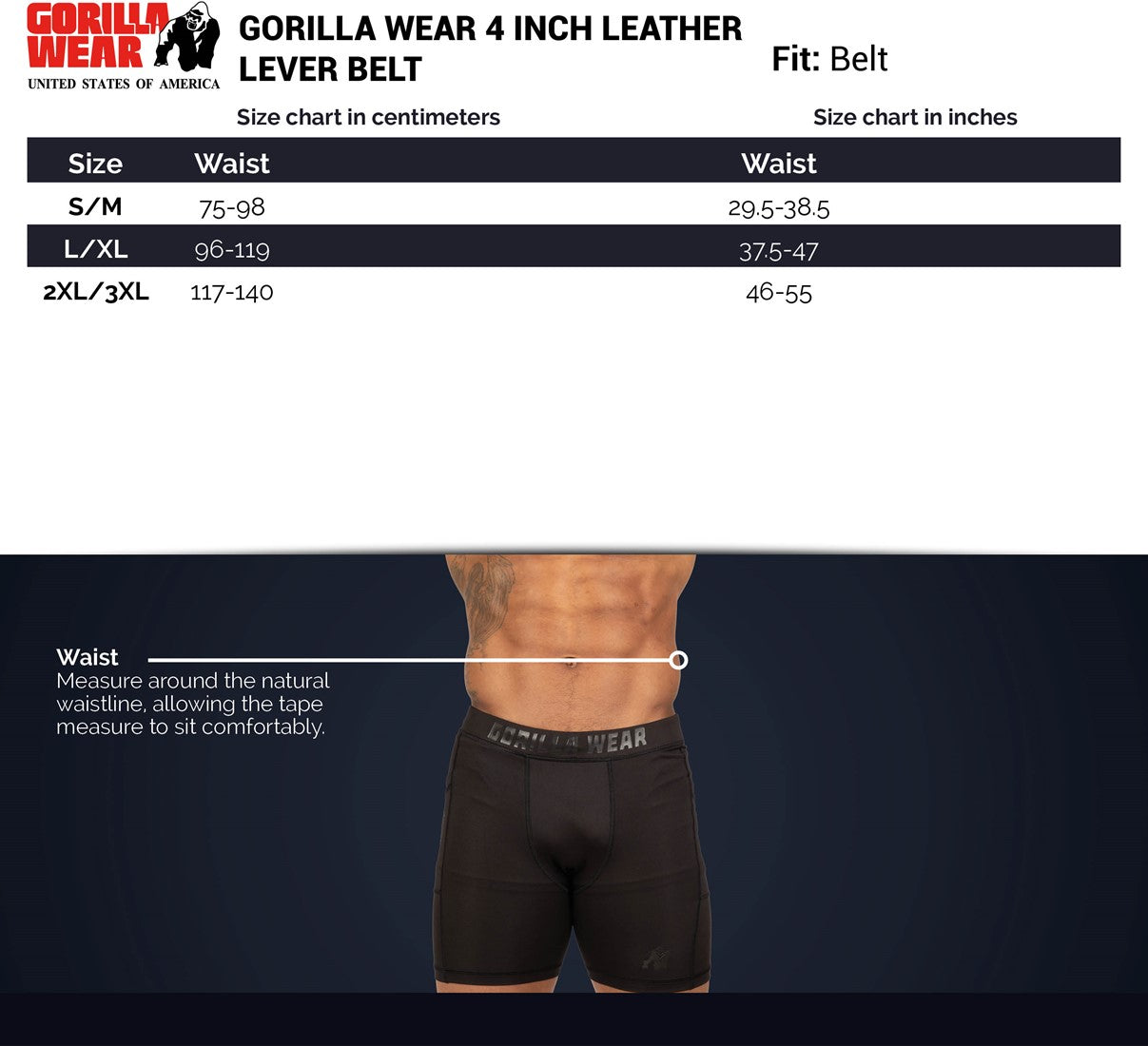 Gorilla Wear 4 Inch Leather Lever Belt - Marron