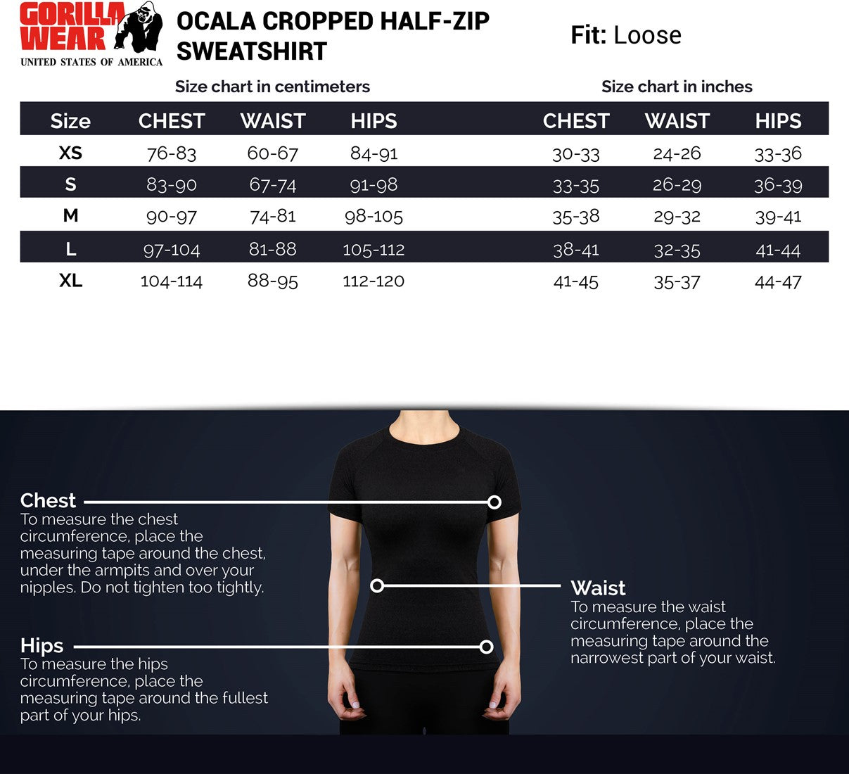 Gorilla Wear Ocala Cropped Half-Zip Sweatshirt - Noir