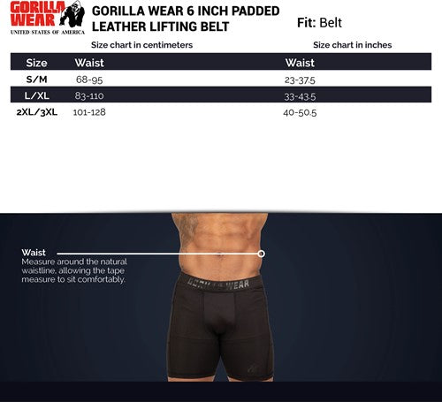 Gorilla Wear 6 Inch Padded Leather Lifting Belt - Marron