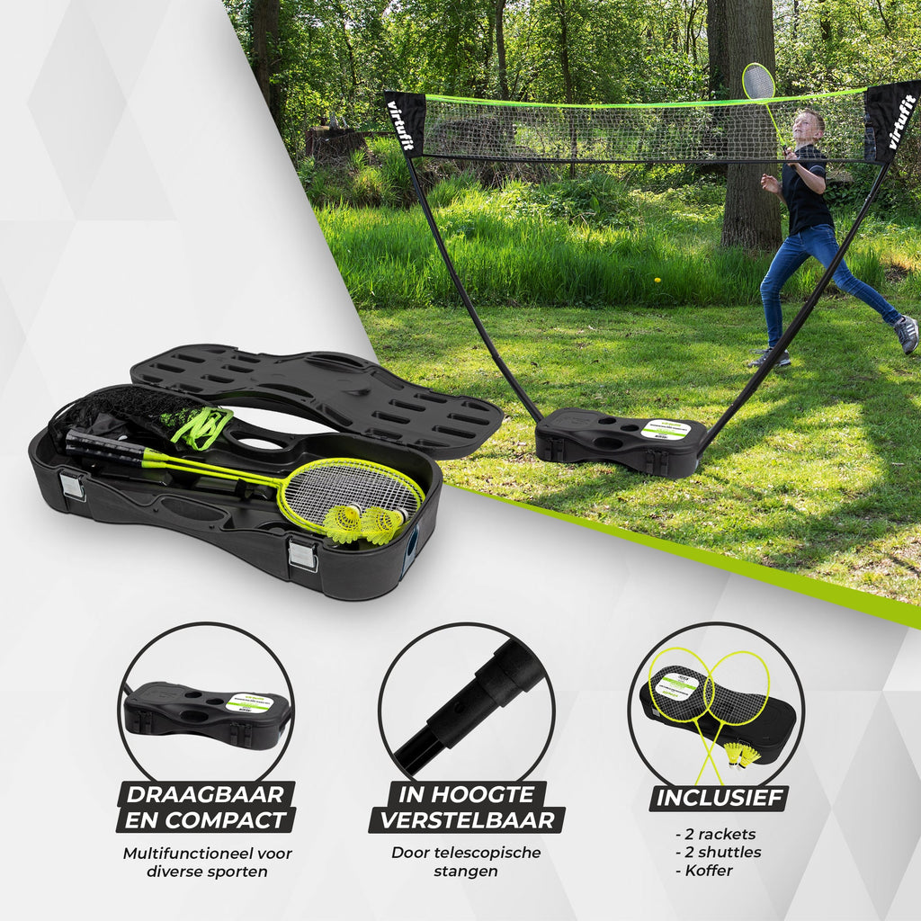VirtuFit 2-en-1 Portable Badminton et Tennis Set - Comprend un étui et des raquettes - Tweedekans
