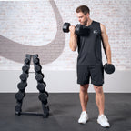 Centr Dumbbell Tower avec set d’haltères 12 pièces - 4 à 14 kg