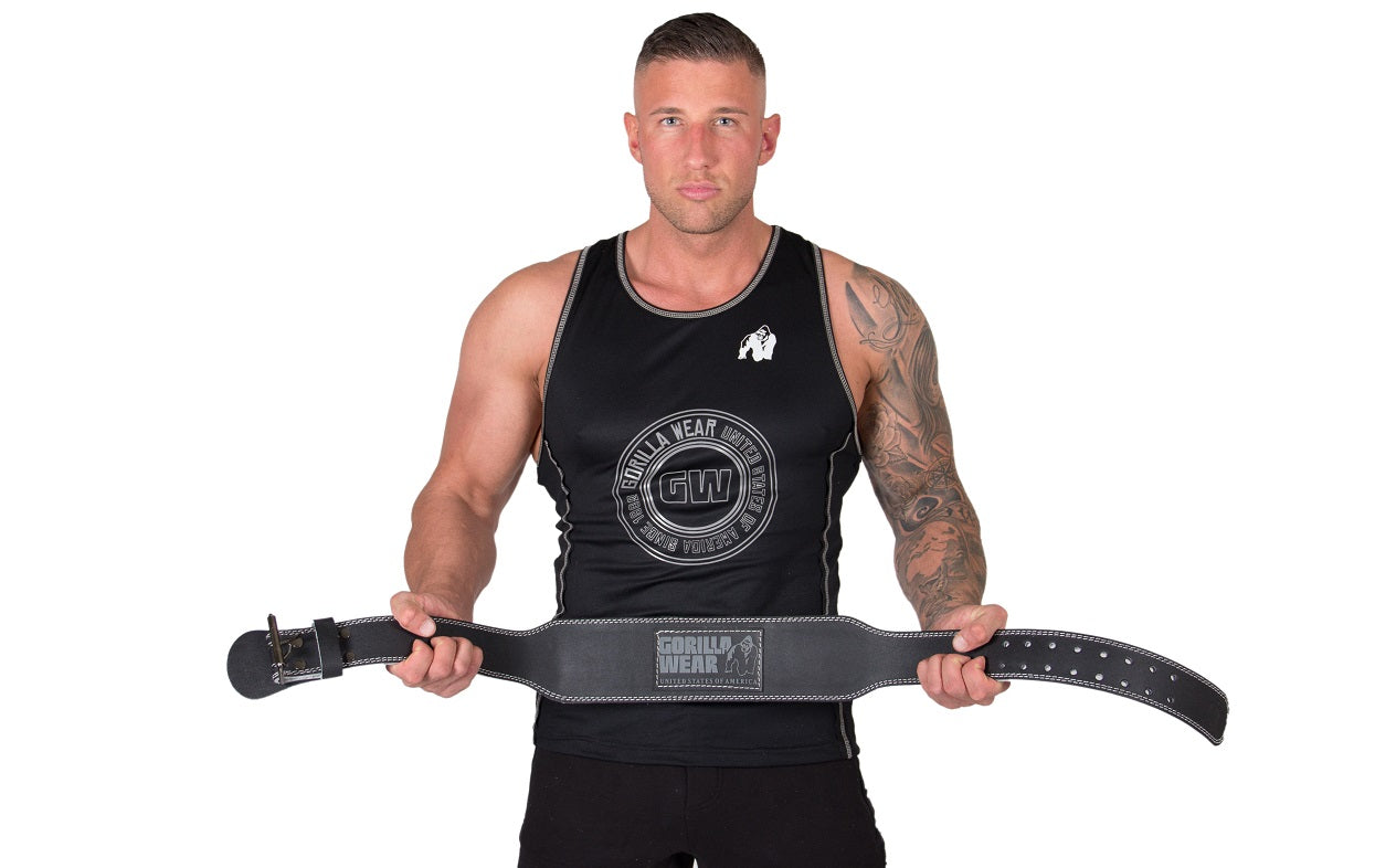 Gorilla Wear 4 Inch Padded Leather Lifting Belt - Noir/Gris
