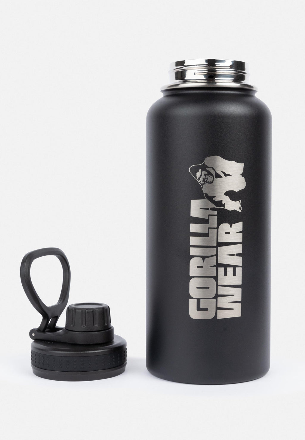 Gorilla Wear Bouteille d'eau isolée en acier inoxydable - Noir - 1000 ml