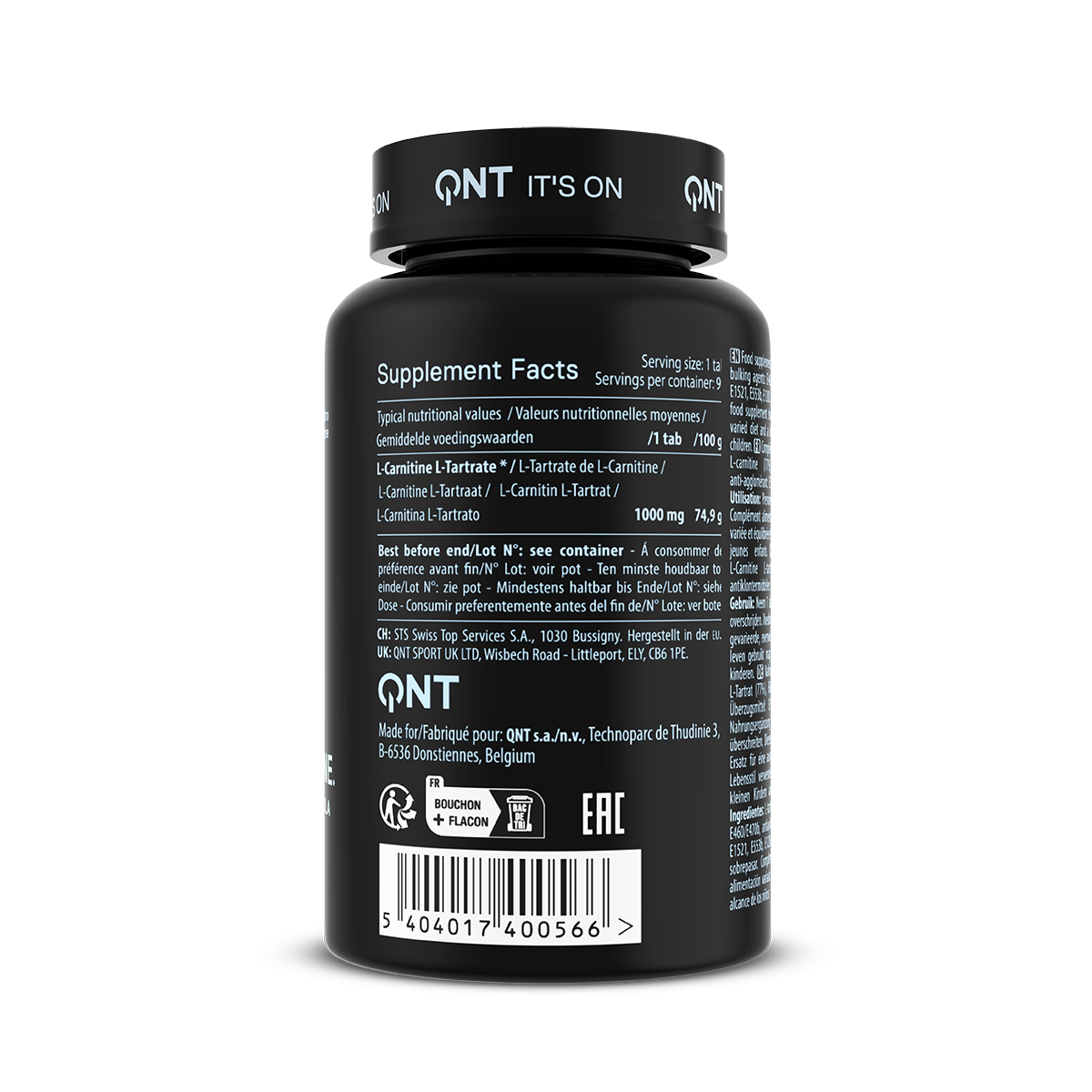 QNT Maxi L-Carnitine - 1000 mg - 90 Comprimés