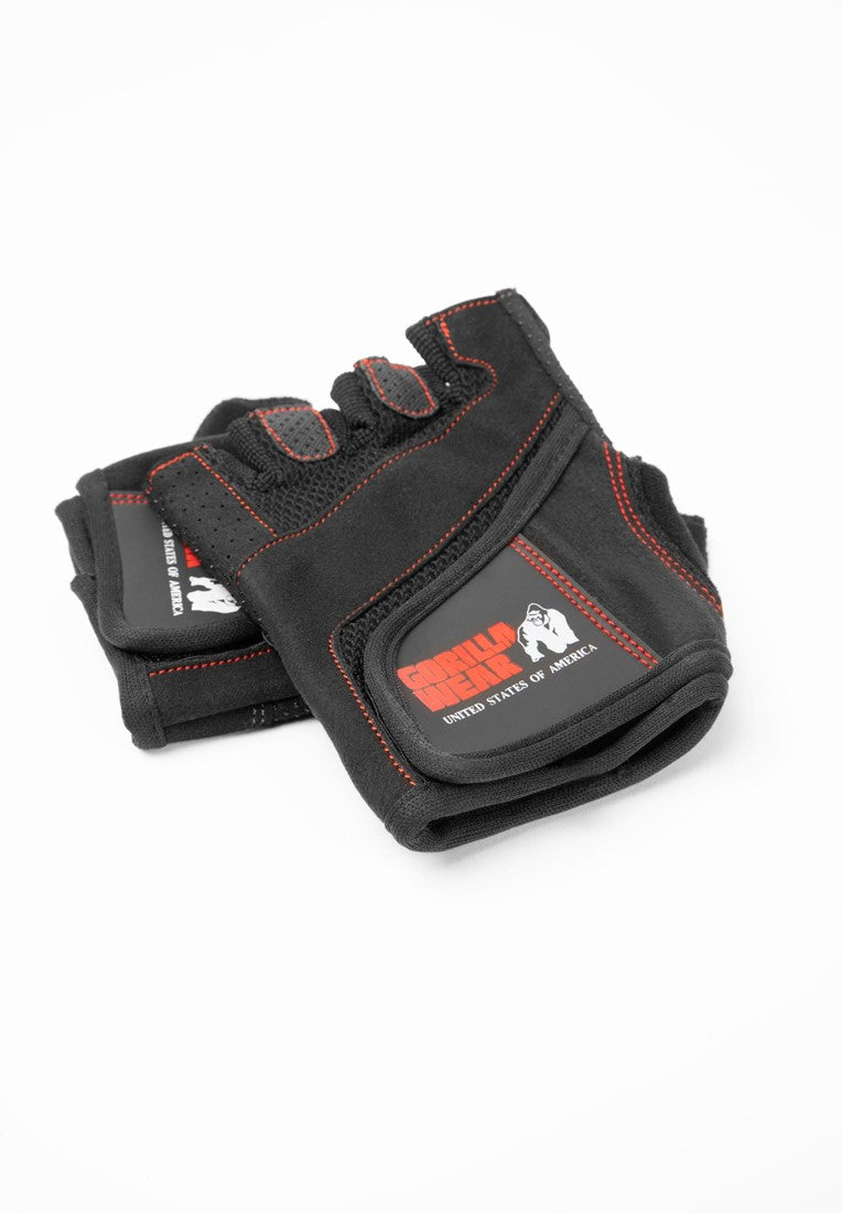 Gorilla Wear Women's Fitness Gloves - Noir/Rouge Stitched