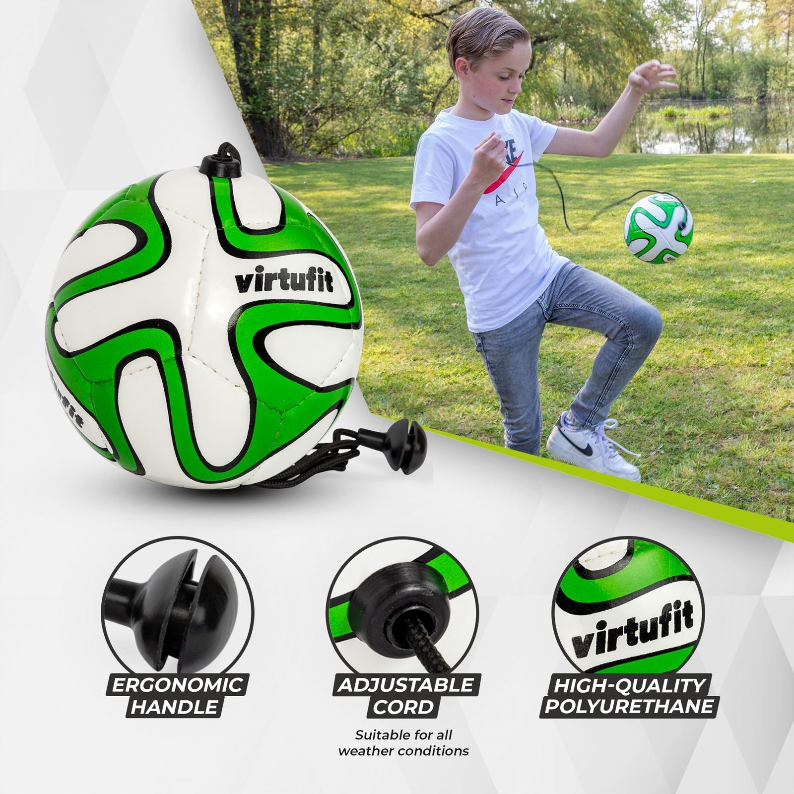 VirtuFit Voetbal Trainer - Bal met Koord - Techniek bal - Tweedekans