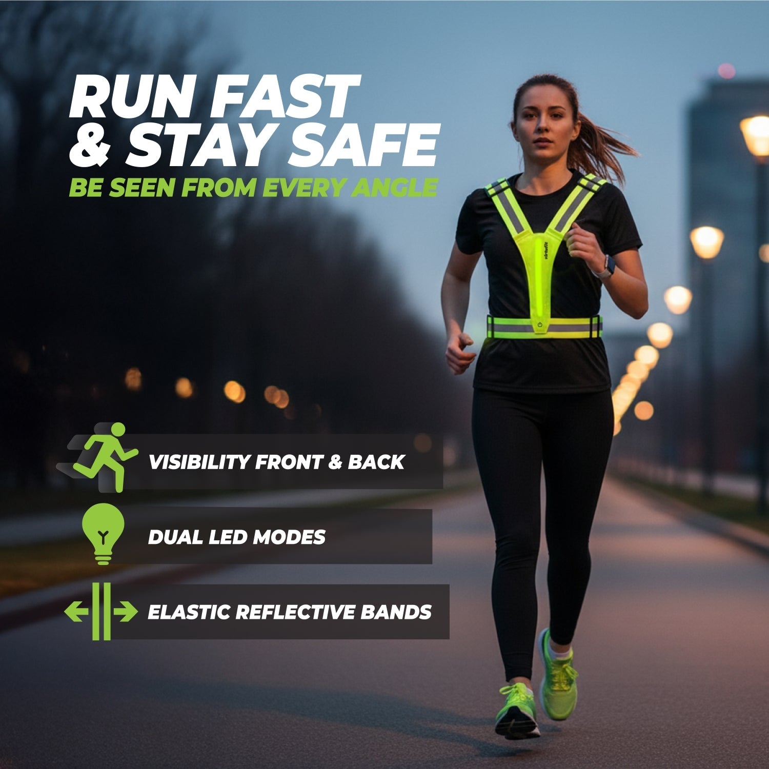Gilet de Sécurité Réfléchissant VirtuFit avec LED – Éclairage pour la Course - Tweedekans