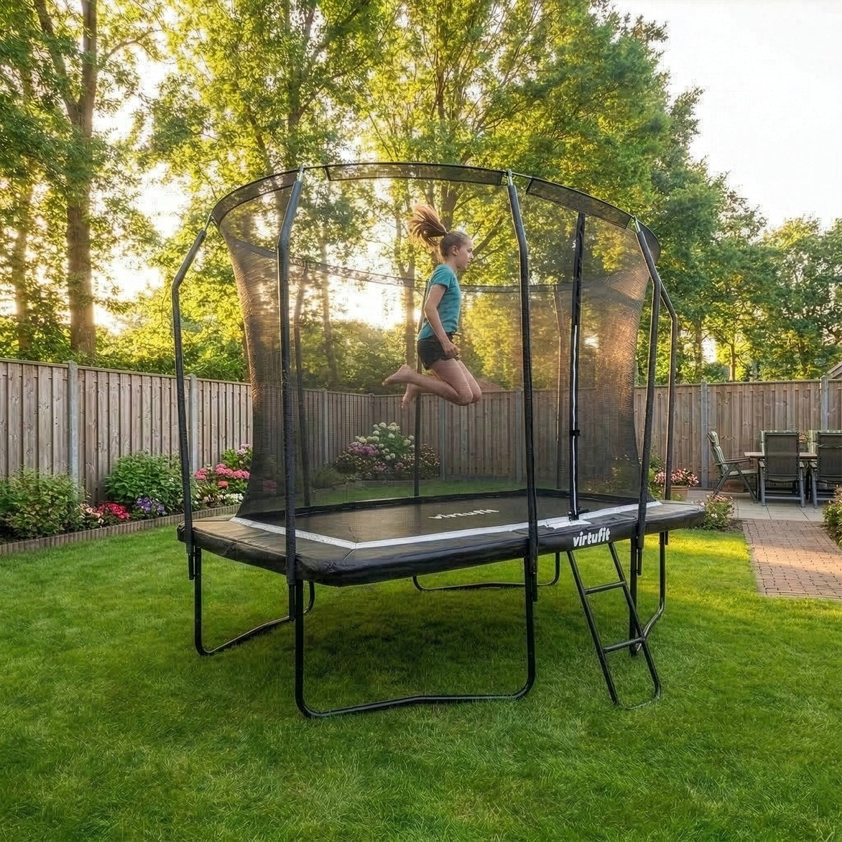 VirtuFit Trampoline Rectangulaire Premium avec Filet de Sécurité - Noir - 183 x 274 cm - Tweedekans