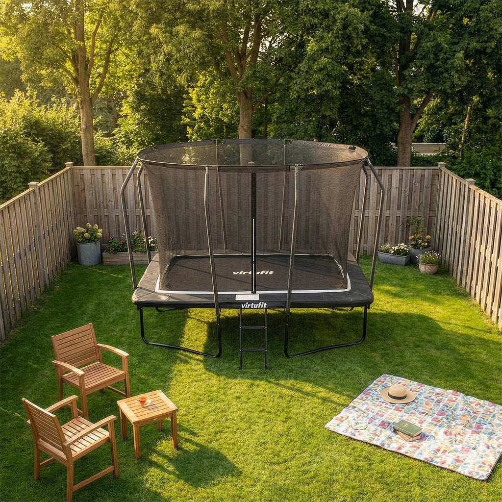 VirtuFit Trampoline Rectangulaire Premium avec Filet de Sécurité - Noir - 213 x 305 cm - Tweedekans