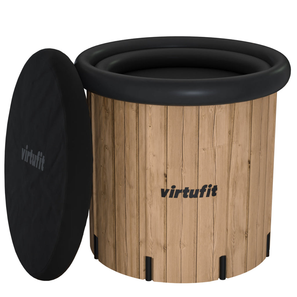 VirtuFit Bain de glace XXL - 375 litres - Aspect Bois - accessoires inclus - Deuxième Chance