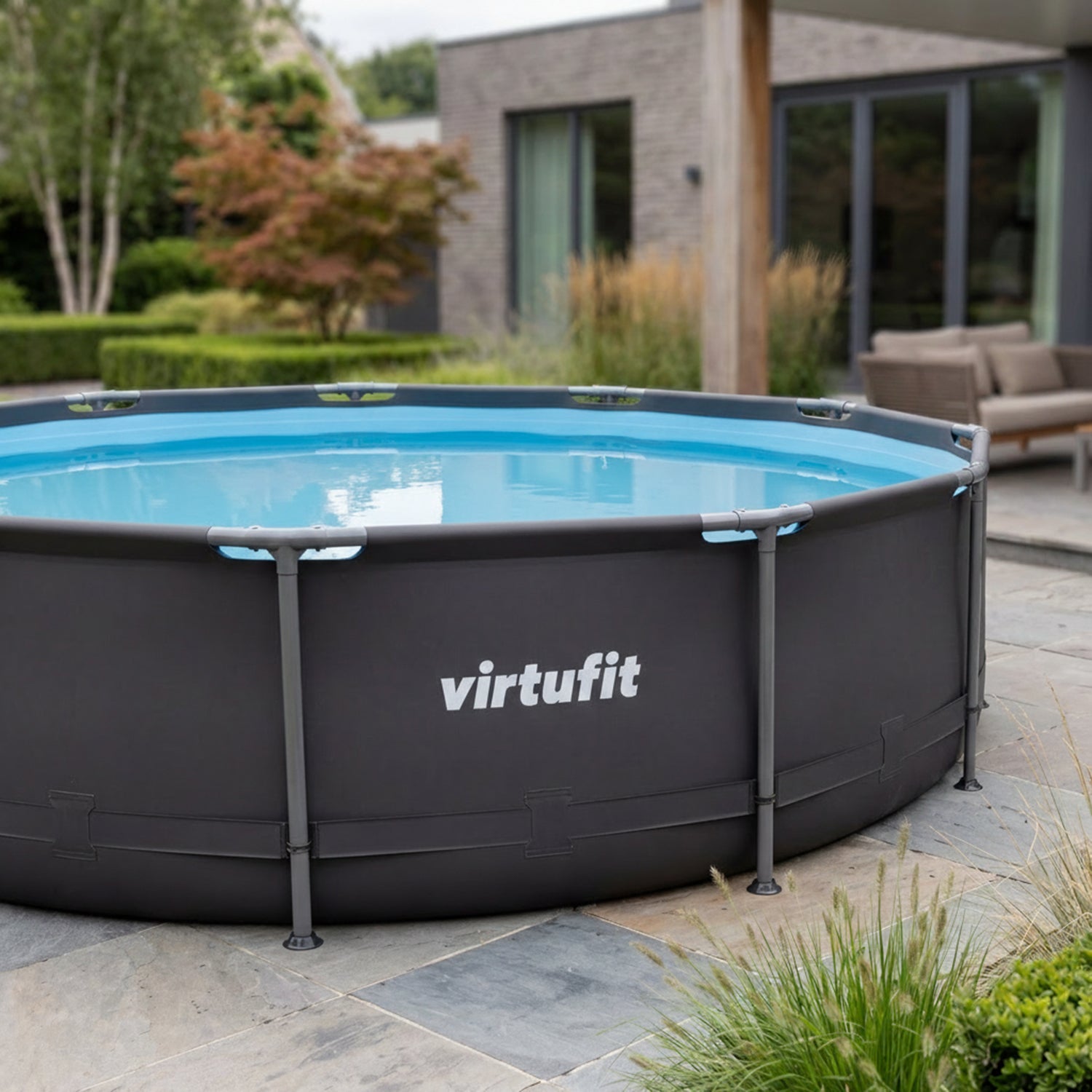 Piscine Ronde VirtuFit - Ø244 x 76 cm - Anthracite - Tweedekans