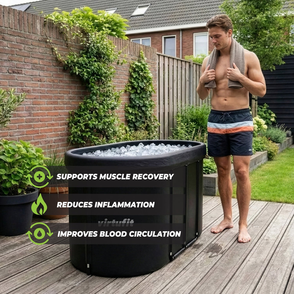 VirtuFit Bain de glace - Ovale - 500 litres - Anthracite - Accessoires inclus - Tweedekans