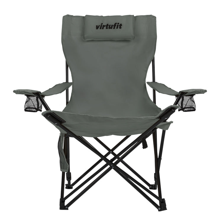 VirtuFit Campingstoel opvouwbaar met voetsteun - Strandstoel - Grijs - Set van 2