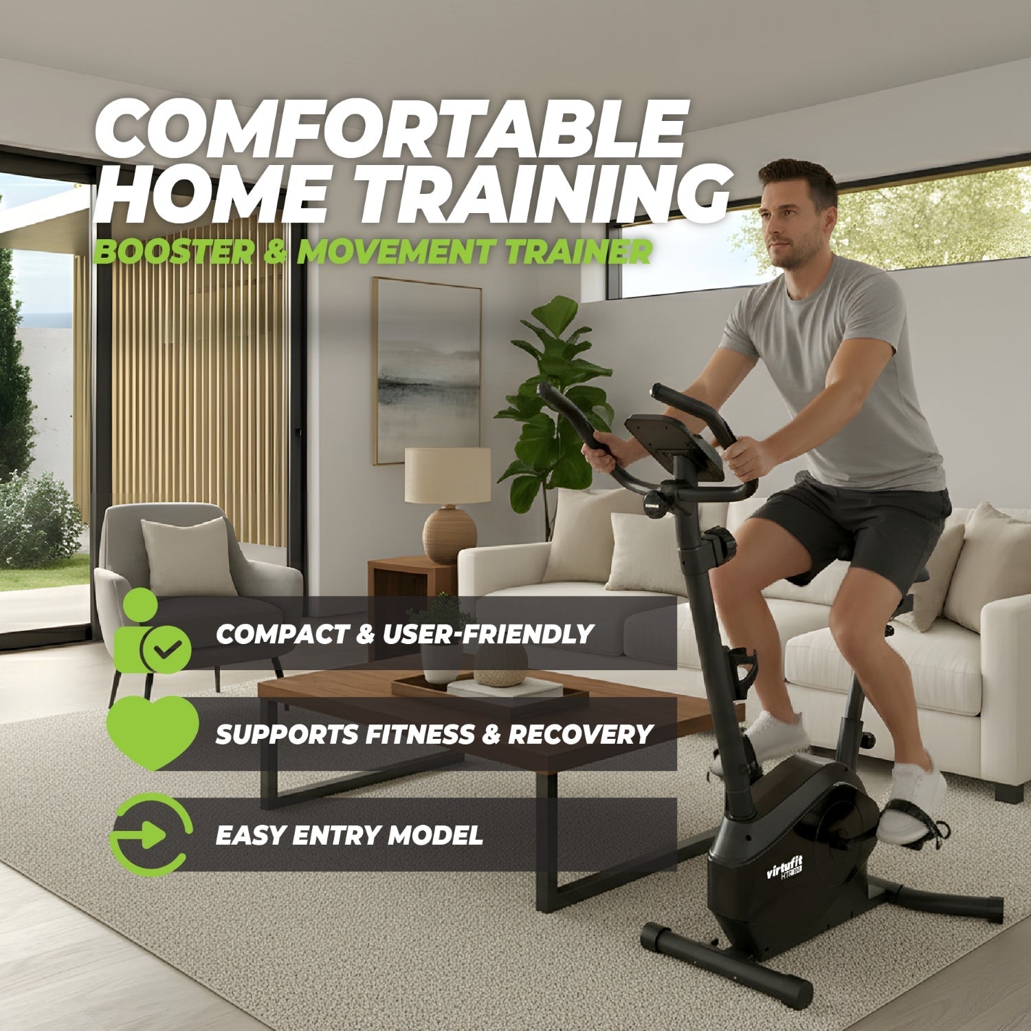 Vélo d'appartement VirtuFit HTR100 - Pour utilisateurs de grande taille - Modèle 2026 (HTR 1.0)