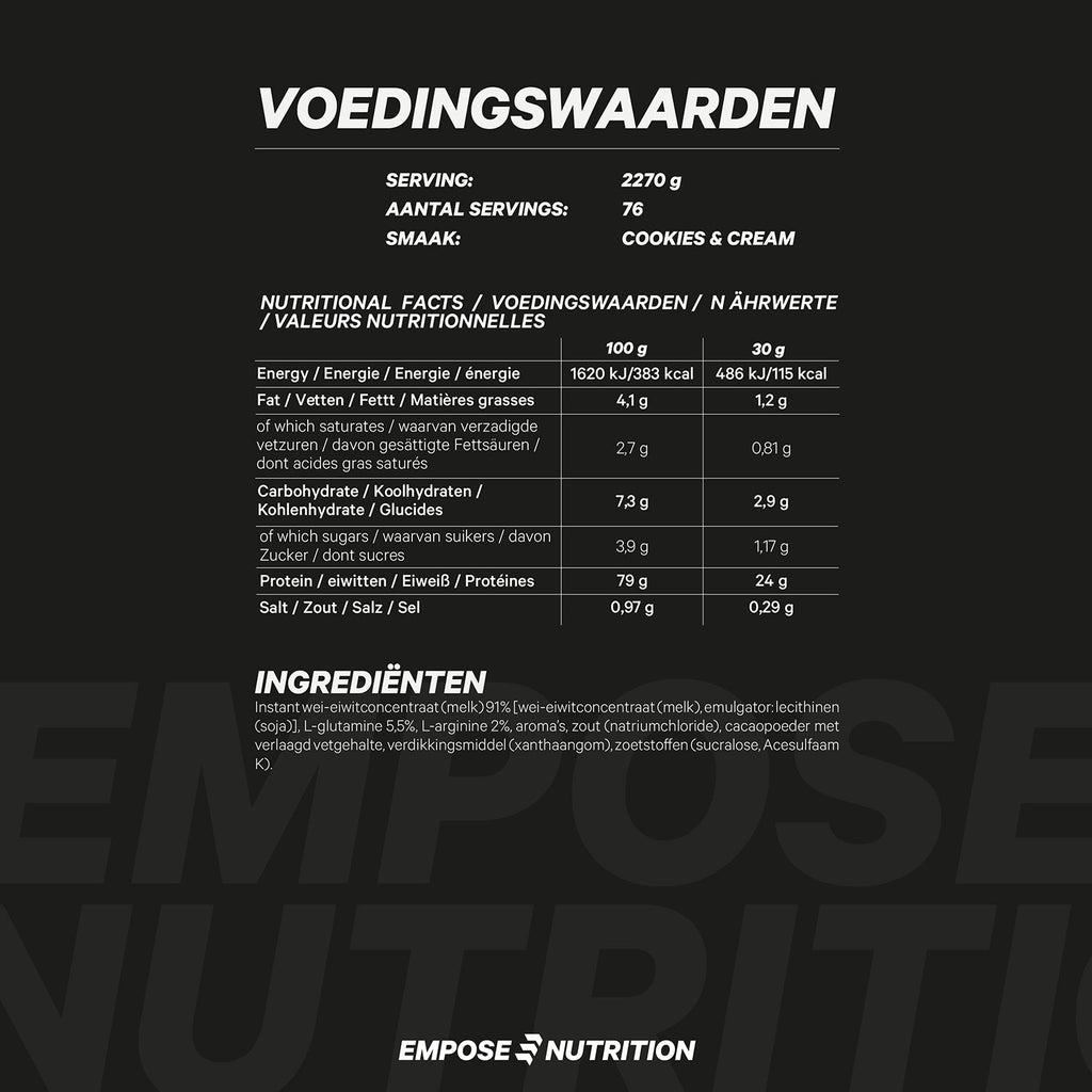 Empose Nutrition Whey Protein - Eiwit Poeder - Cookies & Cream - 2270 gram