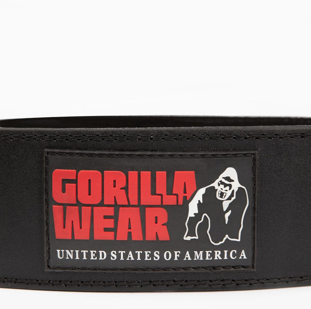 Gorilla Wear 4 Inch Padded Leather Lifting Belt - Noir/Rouge