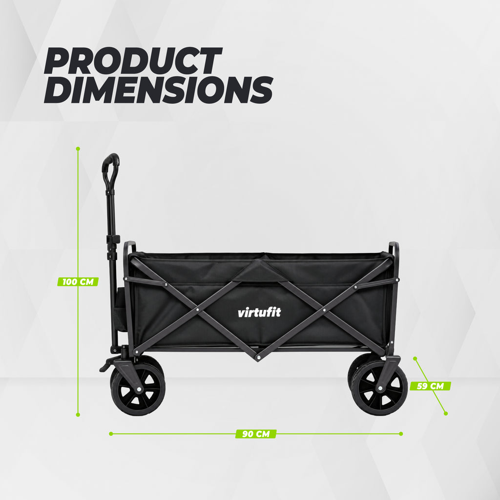 VirtuFit FW100 Opvouwbare Bolderkar - 150 kg Draagvermogen - Incl. Afdekhoes - Zwart