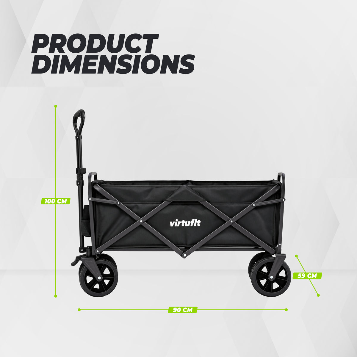 VirtuFit FW100 Opvouwbare Bolderkar - 150 kg Draagvermogen - Incl. Afdekhoes - Zwart