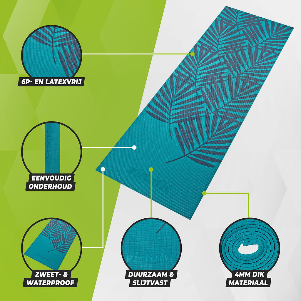 VirtuFit Premium Tapis de Yoga - 183 x 61 x 0.4 cm - Vert Océan Forêt